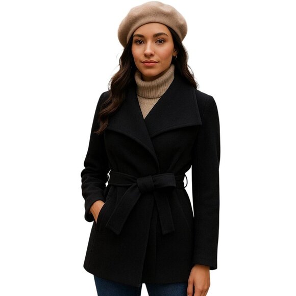 Tahari XS Women's Water-Resistant Tie Belt Wrap Trench Overcoat Winter Jacket - Picture 2 of 8